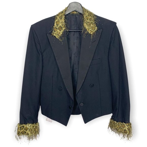 Vintage Jackets & Blazers - Vintage Y2K Lord West Faux Fur Trim Blazer Medium